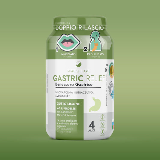 Gastric Relief, benessere gastrico con azione emoliente e lenitiva del sistema digerente in gommose facili da masticare con ingredienti naurali